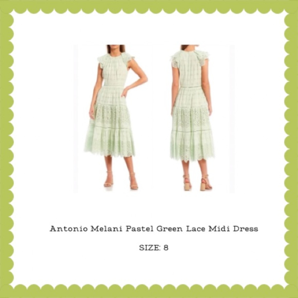 ANTONIO MELANI Green Lace Midi Dress